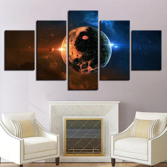 Blue Red Planet Wall Art Living Room
