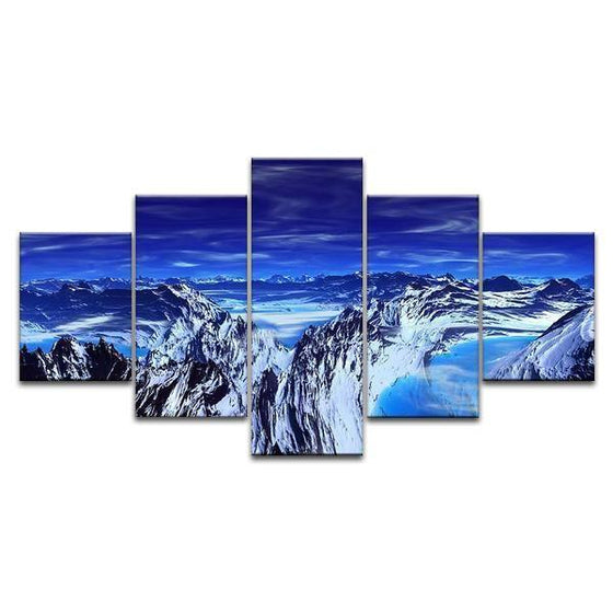 Blue Sky & Winter Mountains Canvas Wall Art