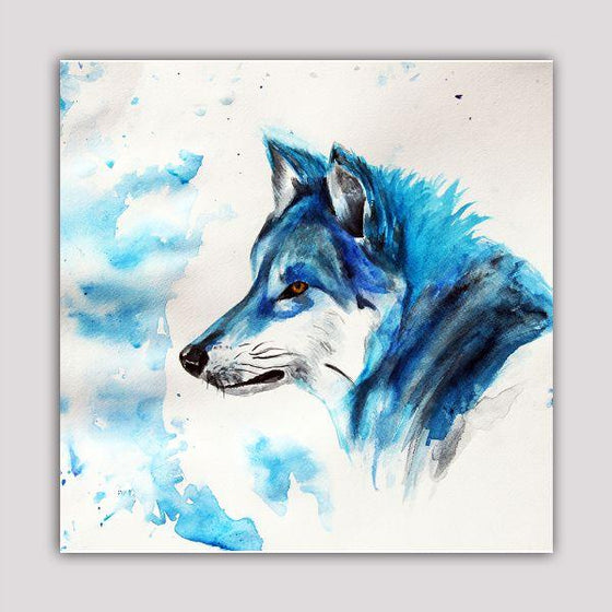 Blue Wolf Head Canvas Wall Art