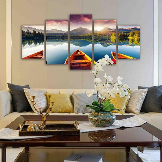 Boats To The Forest 5-Panel Canvas Wall Art Living Room