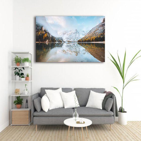 Braies Lake Of Tyrol 1 Panel Canvas Wall Art Print