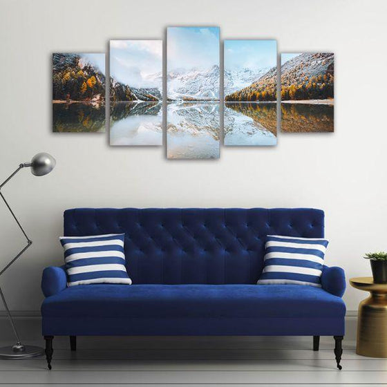 Braies Lake Of Tyrol 5-Panel Canvas Wall Art Decor