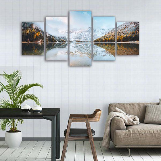 Braies Lake Of Tyrol 5-Panel Canvas Wall Art Dining Room