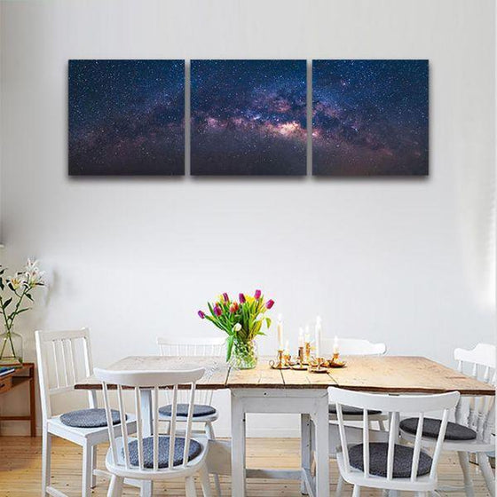 Breathtaking Night Sky 3 Panels Canvas Wall Art Dining Room