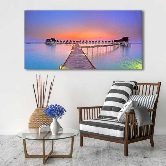 Bridge To Beach Cottages Wall Art Living Room