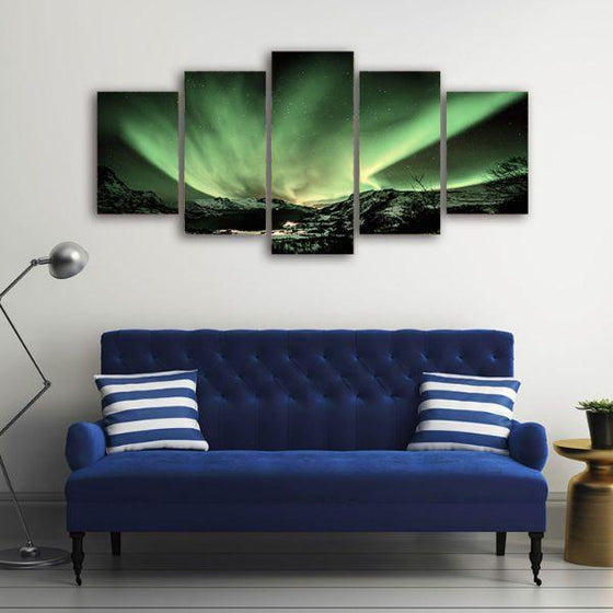 Bright Aurora Borealis 5-Panel Canvas Wall Art Decor