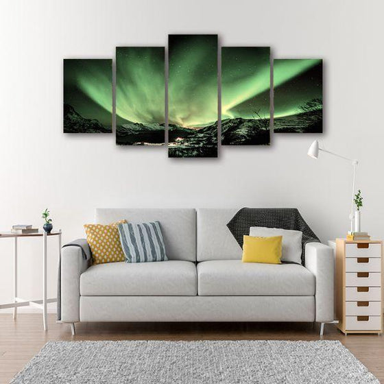 Bright Aurora Borealis 5-Panel Canvas Wall Art Set