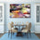 Bright Colorful Sky Abstract Canvas Wall Art Dining Room