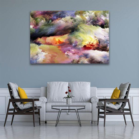 Bright Colorful Sky Abstract Canvas Wall Art Living Room