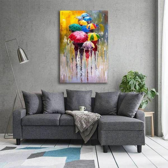 Bright Colorful Umbrellas Canvas Wall Art Living Room