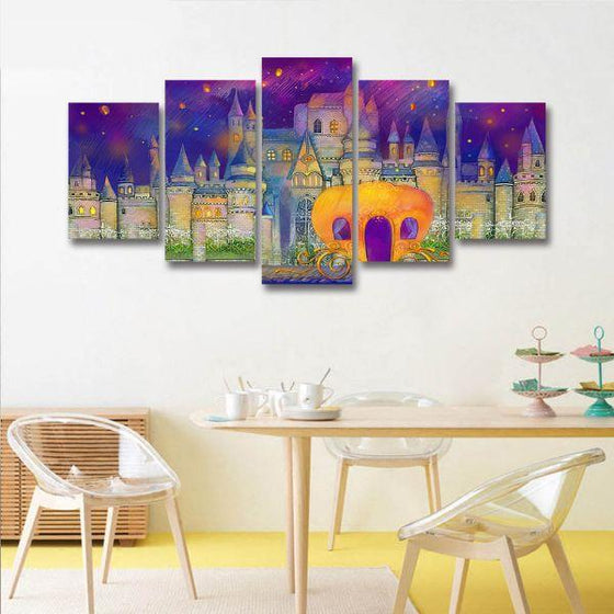 Bright Pumpkin Carriage Canvas Wall Art Dining Room