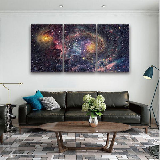 Bright Starry Universe 3 Panels Canvas Wall Art Living Room