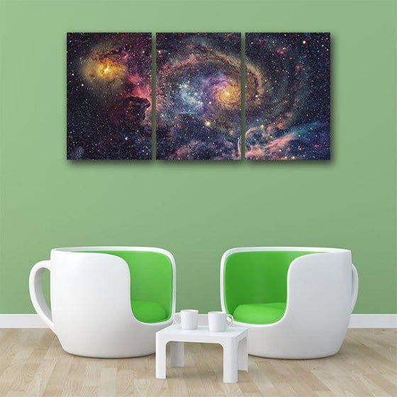 Bright Starry Universe 3 Panels Canvas Wall Art Print