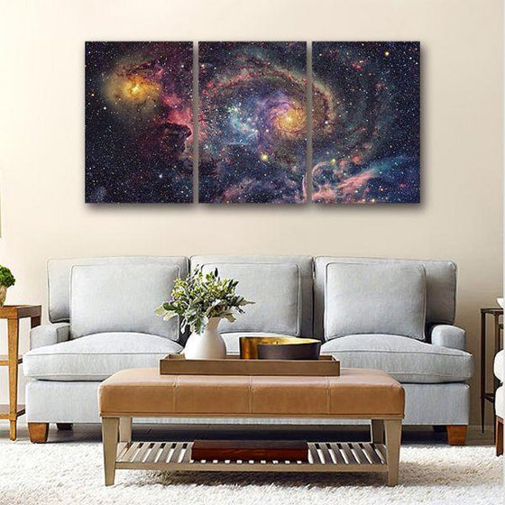 Bright Starry Universe 3 Panels Canvas Wall Art Set