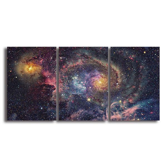 Bright Starry Universe 3 Panels Canvas Wall Art