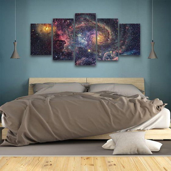 Bright Starry Universe 5 Panels Canvas Wall Art Bed Room