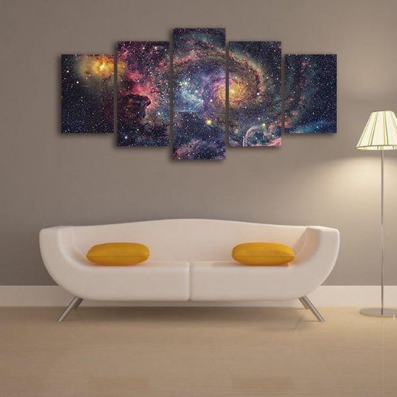 Bright Starry Universe 5 Panels Canvas Wall Art Set