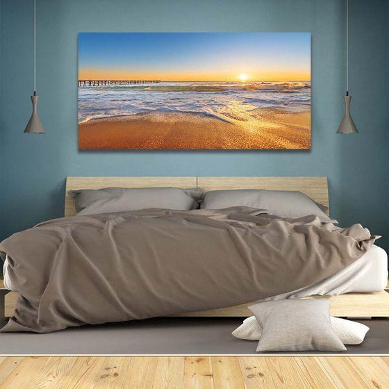 Bright Sunny Beach View Canvas Wall Art Bedroom