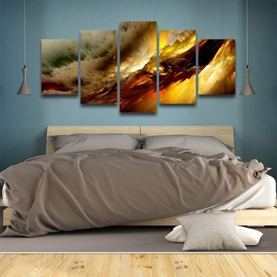 Bright Waves 5 Panels Abstract Canvas Wall Art Bedroom