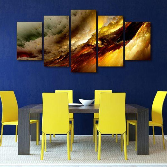 Bright Waves 5 Panels Abstract Canvas Wall Art Dining Room