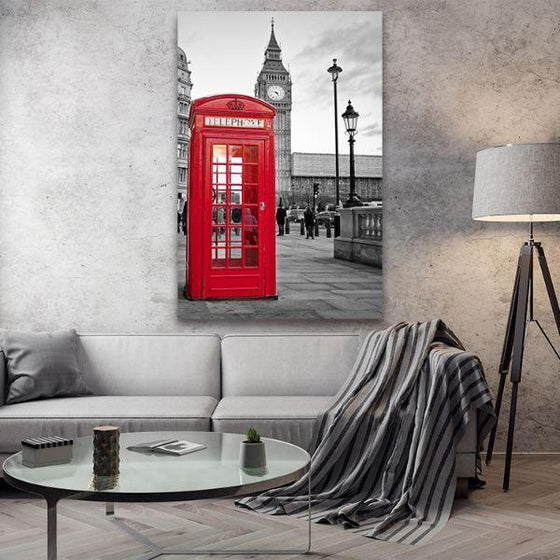 British Telephone Booth Canvas Wall Art Living Room