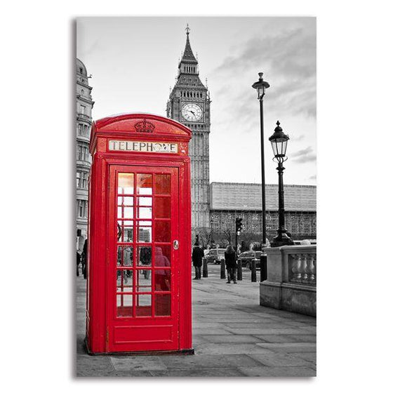 British Telephone Booth Canvas Wall Art