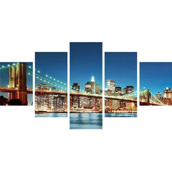 Brooklyn Bridge & City View Canvas Wall Art Prints