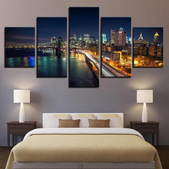 Brooklyn Bridge And City View Canvas Wall Art Bedroom