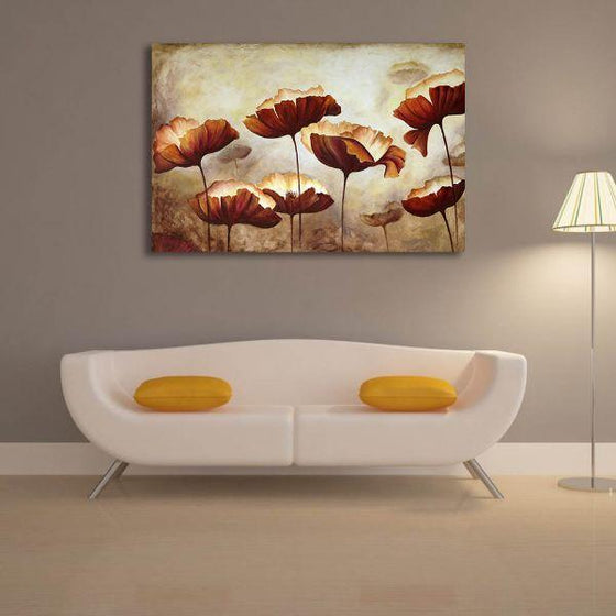 Brown Flowers 1 Panel Canvas Wall Art Living Room