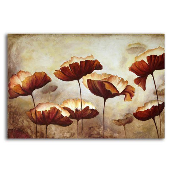 Brown Flowers 1 Panel Canvas Wall Art