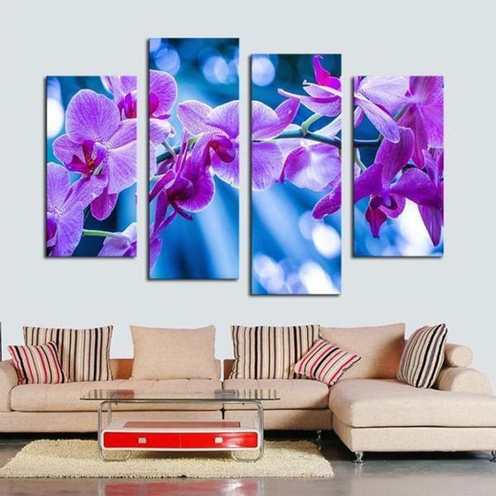 Fresh Purple Orchids Canvas Wall Art Living Room