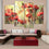 Blooming Red Flowers Canvas Wall Art Living Room