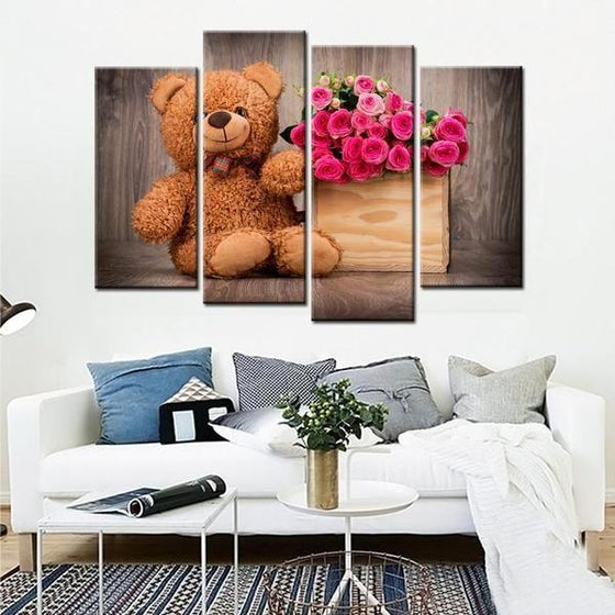 Flowers In A Wooden Box Canvas Wall Art Decor