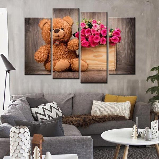 Flowers In A Wooden Box Canvas Wall Art Living Room