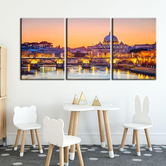 Budapest Castle 3 Panels Canvas Wall Art Print