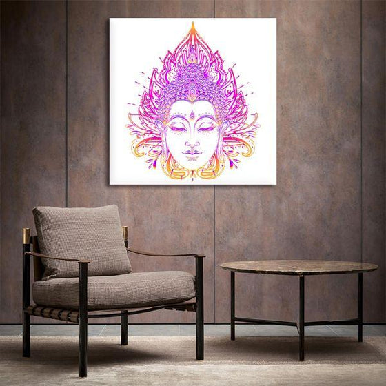 Buddha Face With Mandala Canvas Wall Art Decor