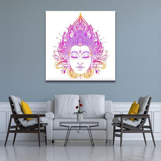 Buddha Face With Mandala Canvas Wall Art Kitchen