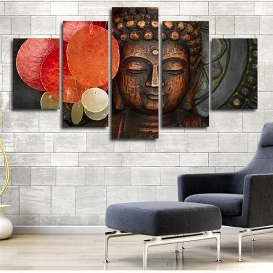 Buddhist Wood Wall Art Canvas