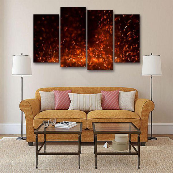 Burning Flame In The Dark Canvas Wall Art Living Room