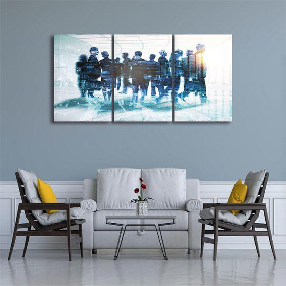 Businessmen 3 Panels Abstract Canvas Wall Art Living Room