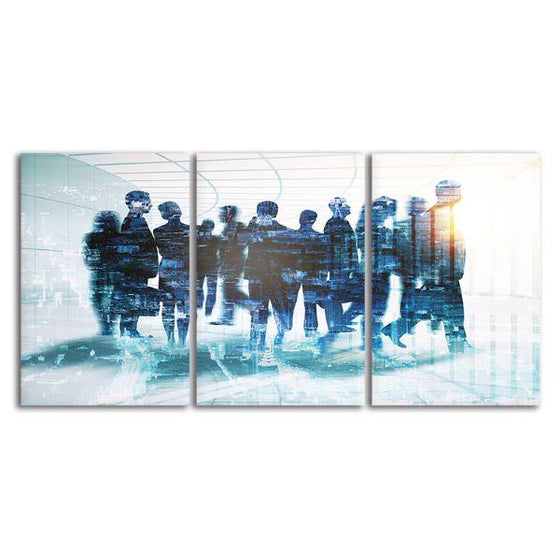 Businessmen 3 Panels Abstract Canvas Wall Art