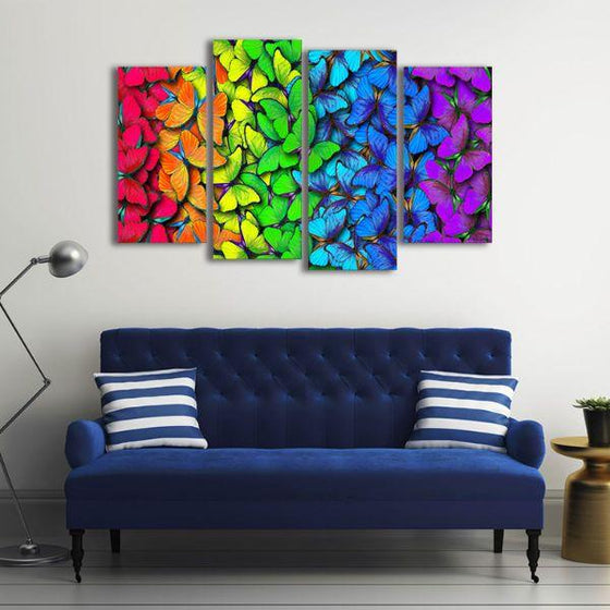 Butterflies In Chromatic Colors Canvas Wall Art Decor