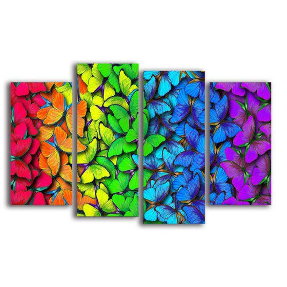 Butterflies In Chromatic Colors Canvas Wall Art