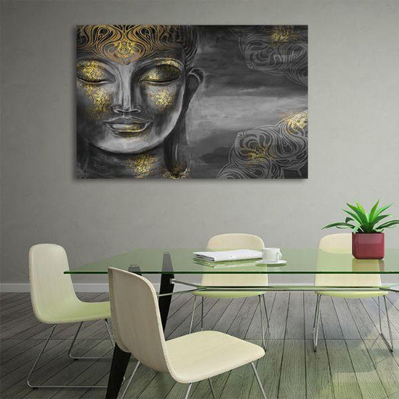 Calm Buddha Face Canvas Wall Art Office