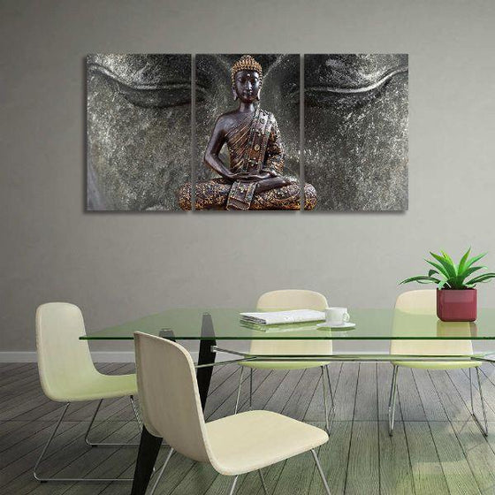 Calm Buddha Statue 3 Panels Canvas Wall Art Prints