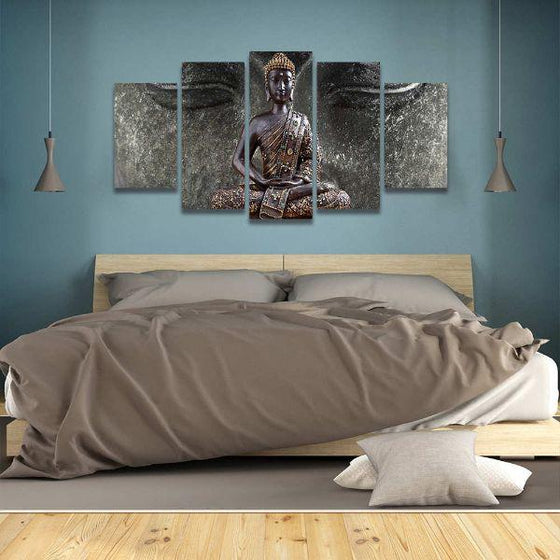 Calm Buddha Statue 5 Panels Canvas Wall Art Bedroom