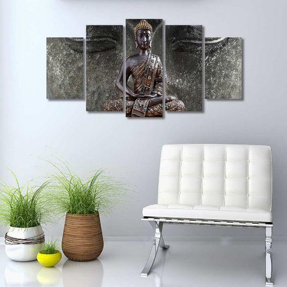 Calm Buddha Statue 5 Panels Canvas Wall Art Spa