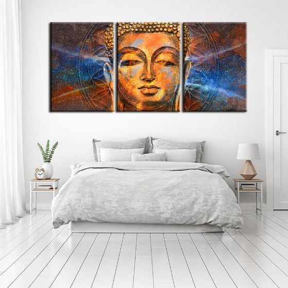 Calm Face Of Buddha 3 Panels Canvas Wall Art Bedroom