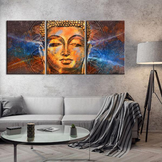 Calm Face Of Buddha 3 Panels Canvas Wall Art Living Room