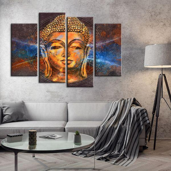 Calm Face Of Buddha 4 Panels Canvas Wall Art Living Room